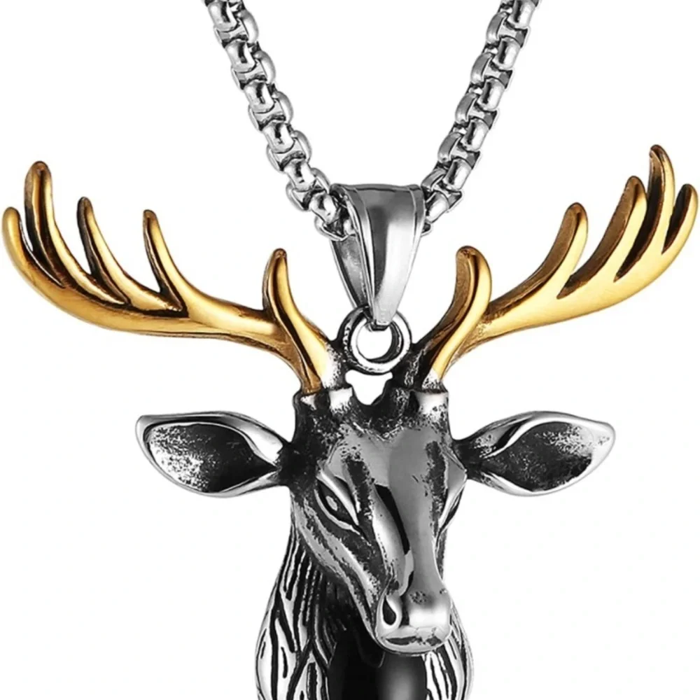 Vintage Reindeer Men's Stainless Steel Necklace